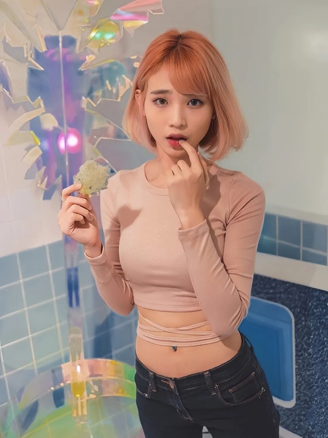 清纯童颜与火辣身材完美结合的短发辣妈