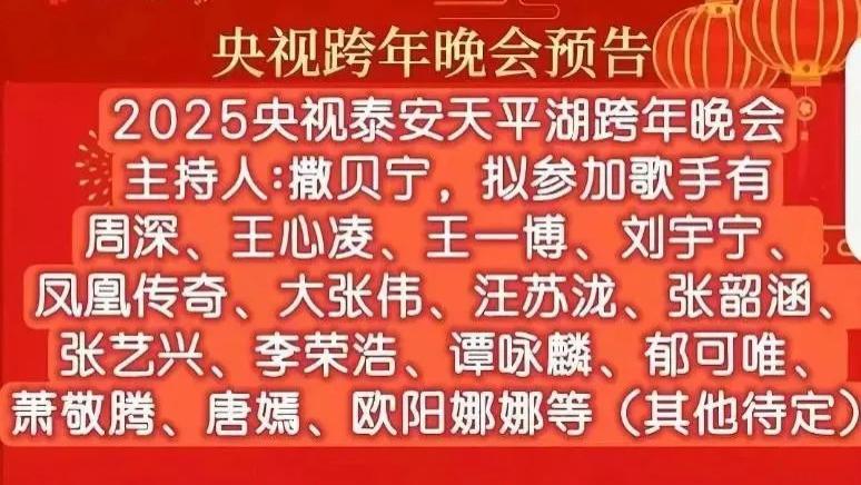 2025年央视跨年晚会拟邀名单公开，这次流量明星真不少