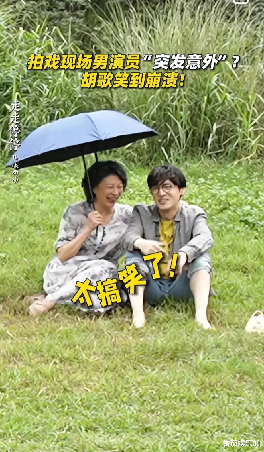 知名艺人胡歌拍戏“突发意外”，刘钧头套刮飞变“秃瓢”，笑崩溃
