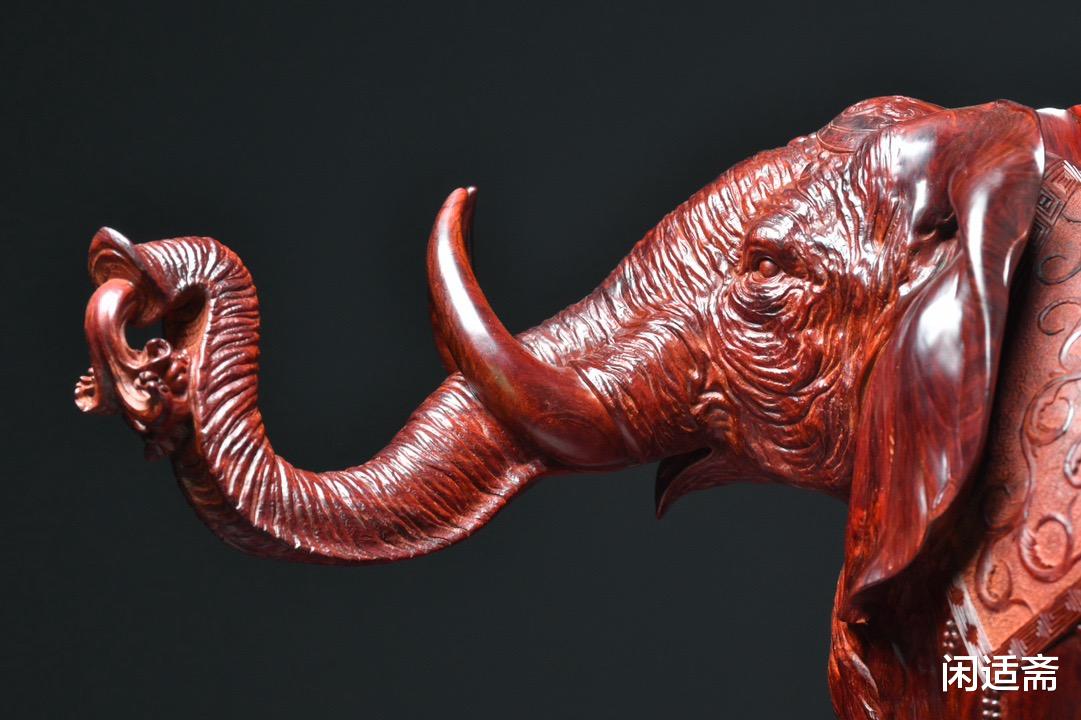 紫檀木雕珍玩,太平有象,清赏艺术摆件