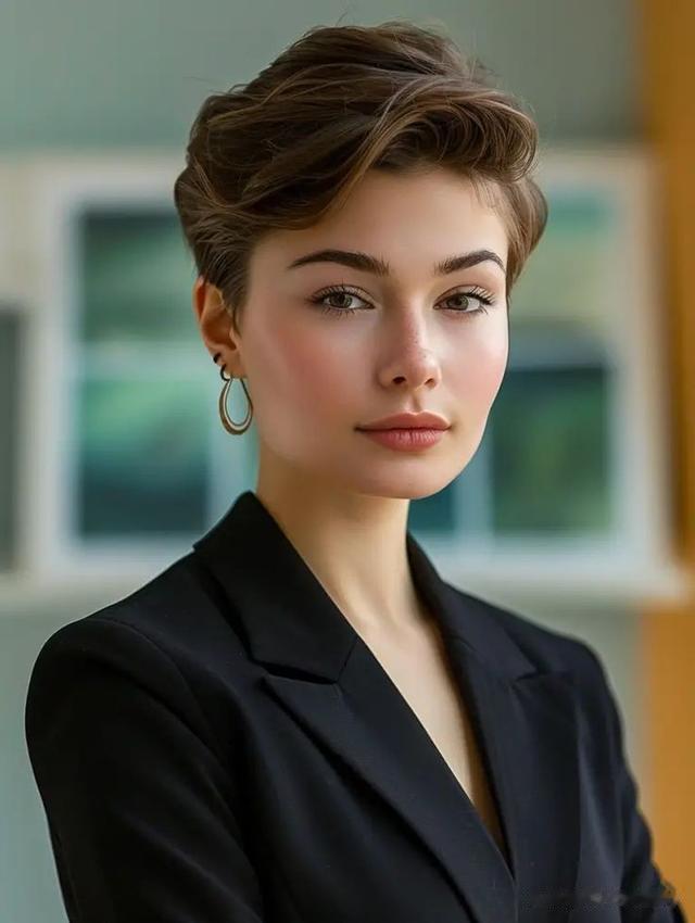 32 岁女人的时尚新选择:露耳短发斜刘海