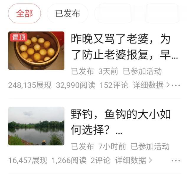 钓鱼和写头条其实有很多相似的地方,既要坚持坚守,又要灵活变化