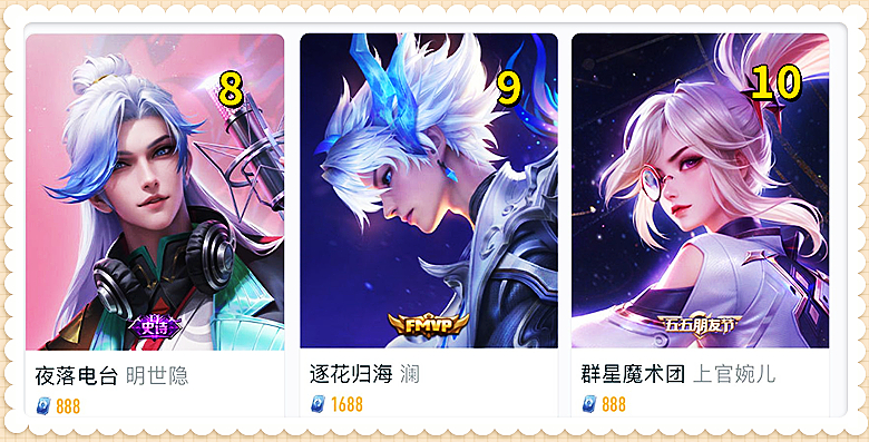 皮肤销量排行榜6.1:真离谱,6元秒杀皮销量仅排第2,第1你想不到