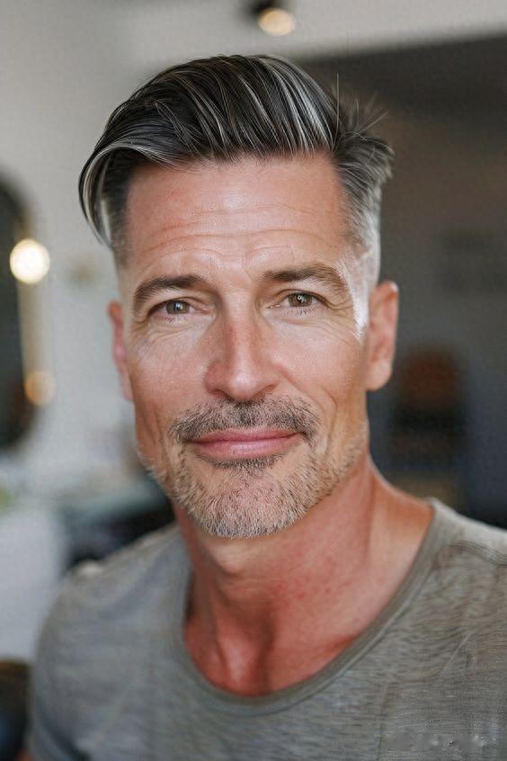 中年男士必备发型:两侧铲短背头,帅气有派头