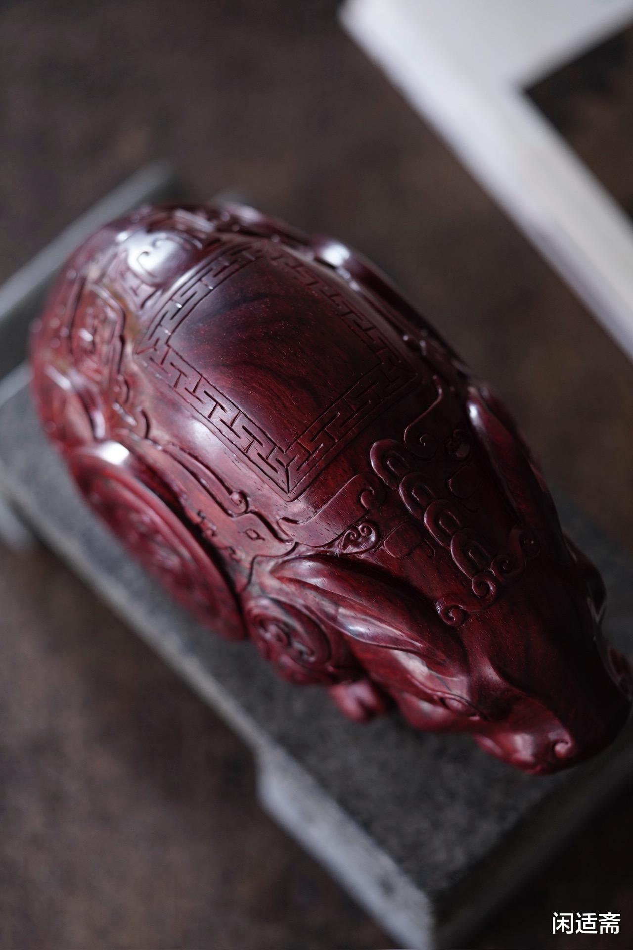 小叶紫檀,仿青铜铸造,兔尊