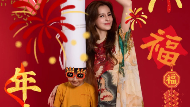 baby除夕晒与儿子合照，8岁小海绵长得真高，笑起来和妈妈好像