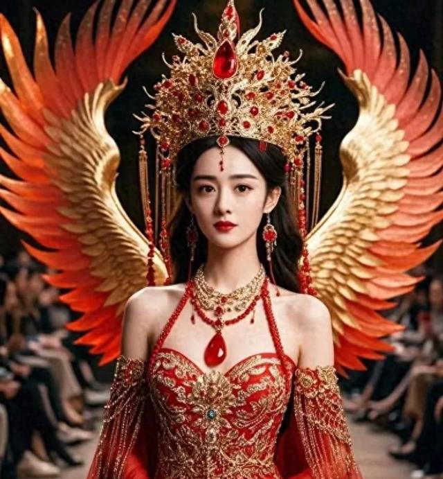 赵丽颖凤凰红裙走秀,气场全开!