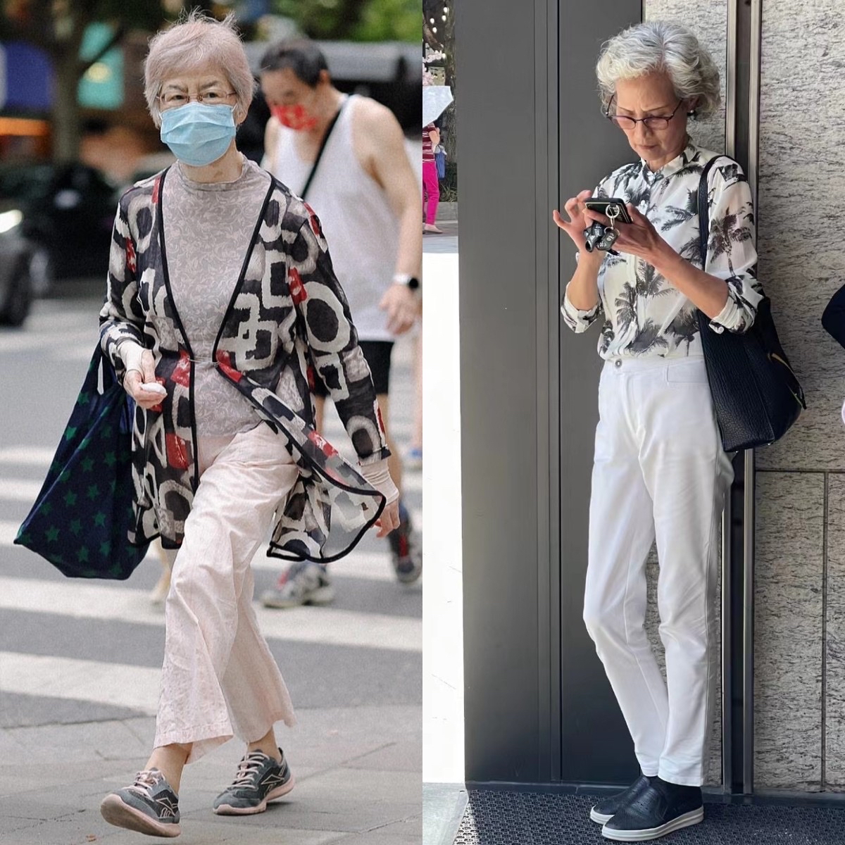 被上海街头奶奶惊艳到了!裙长而不拖,发微卷不乱,美得优雅知性