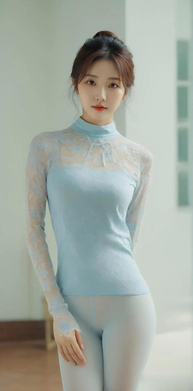 蓝色连体瑜伽裤女孩，探寻自我，舒展身心