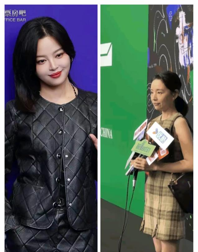 44岁董洁同框38岁辛芷蕾，一个穿短裙冻得僵硬、一个穿棉衣超自信