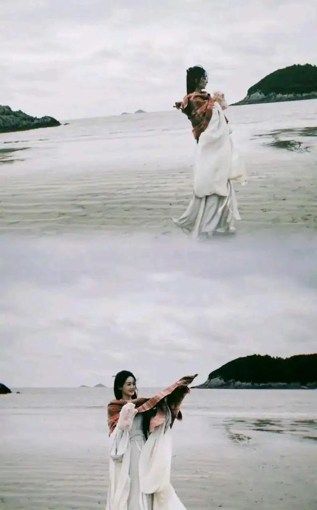 赵丽颖工作室晒沙滩照,赵丽颖越看越像凤凰了