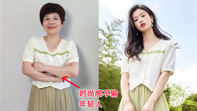 被这位120斤阿姨惊艳到了！裙不上膝、衣不紧身，美得优雅得体