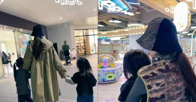 郭碧婷一人带俩娃玩,2岁儿子留长发似姑娘,自己比孩子玩的还欢