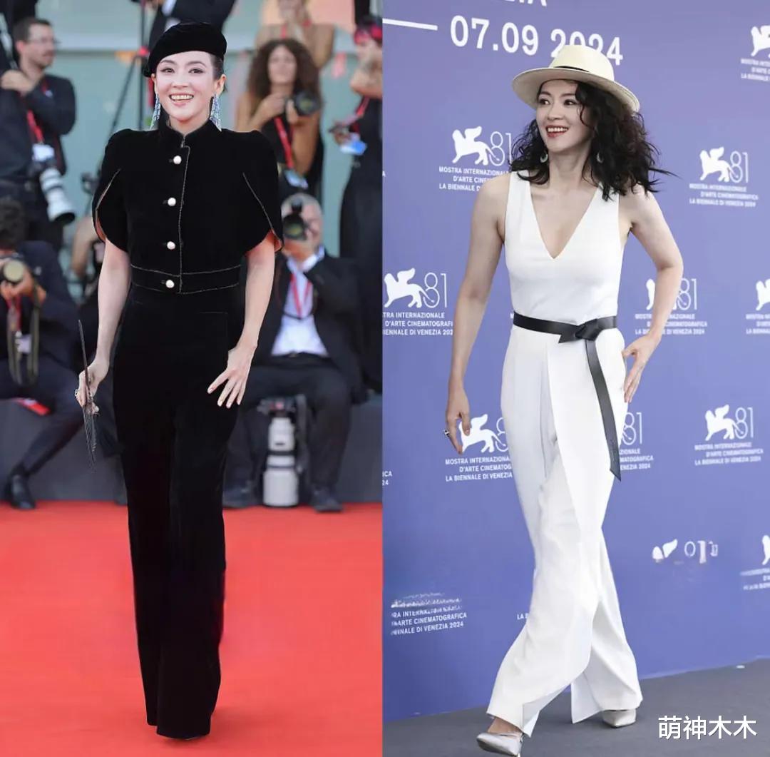 章子怡威尼斯红毯生图曝光!黑色造型被嘲太老气,胳膊卡粉好尴尬