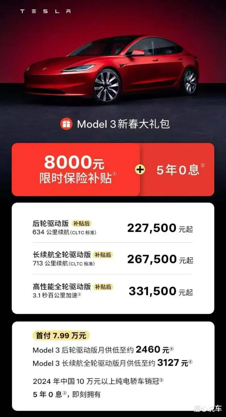 价格屠夫再出招：Model 3跌至历史冰点