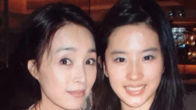 刘亦菲早年跟小姨合影，小姨比妈妈还漂亮，而且全是纯天然！
