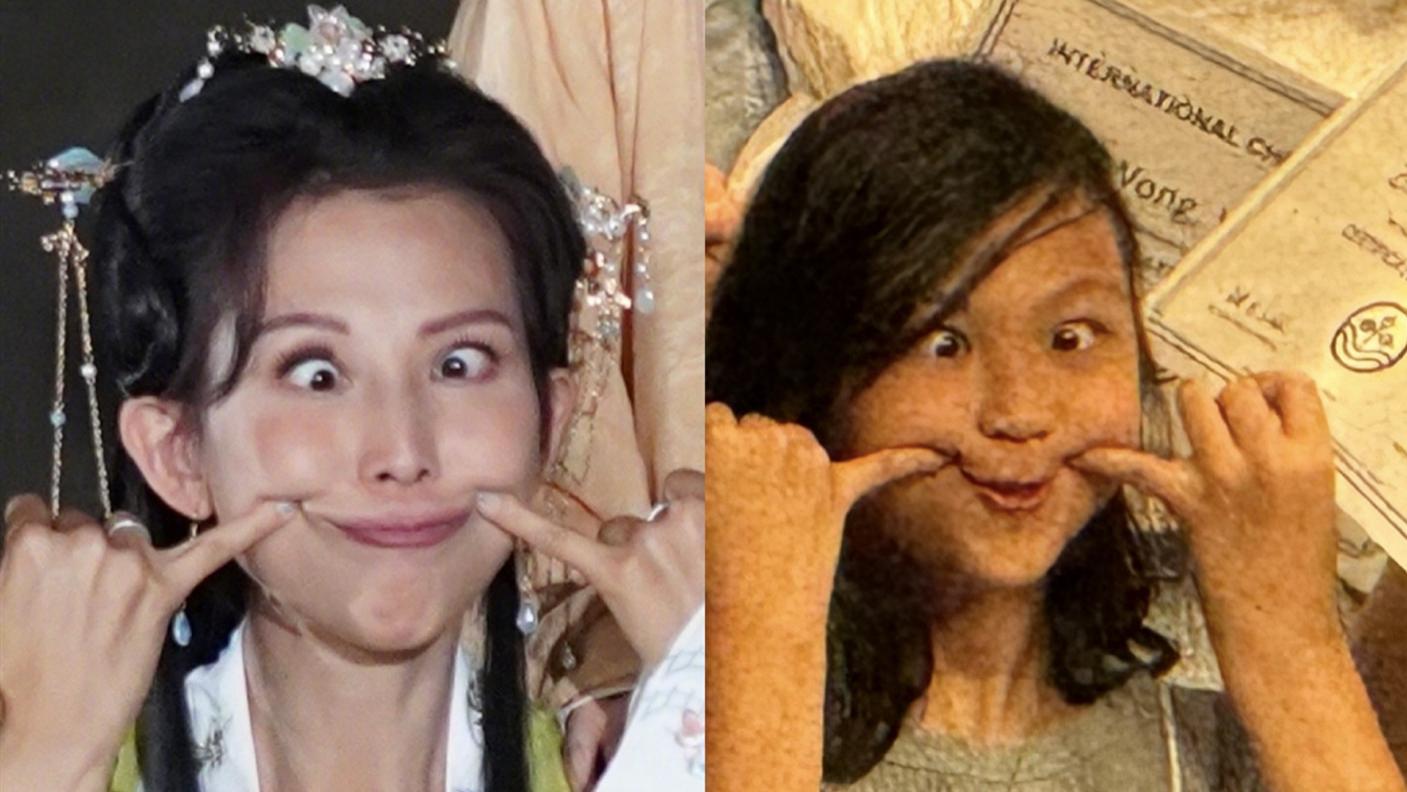 蔡少芬晒与二女儿同款鬼脸，老母亲感慨：真的是我生的，一模一样