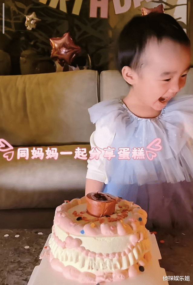 李亚鹏幼女满2岁，夏夏大口吃蛋糕萌态百出，越长越像爸爸超可爱