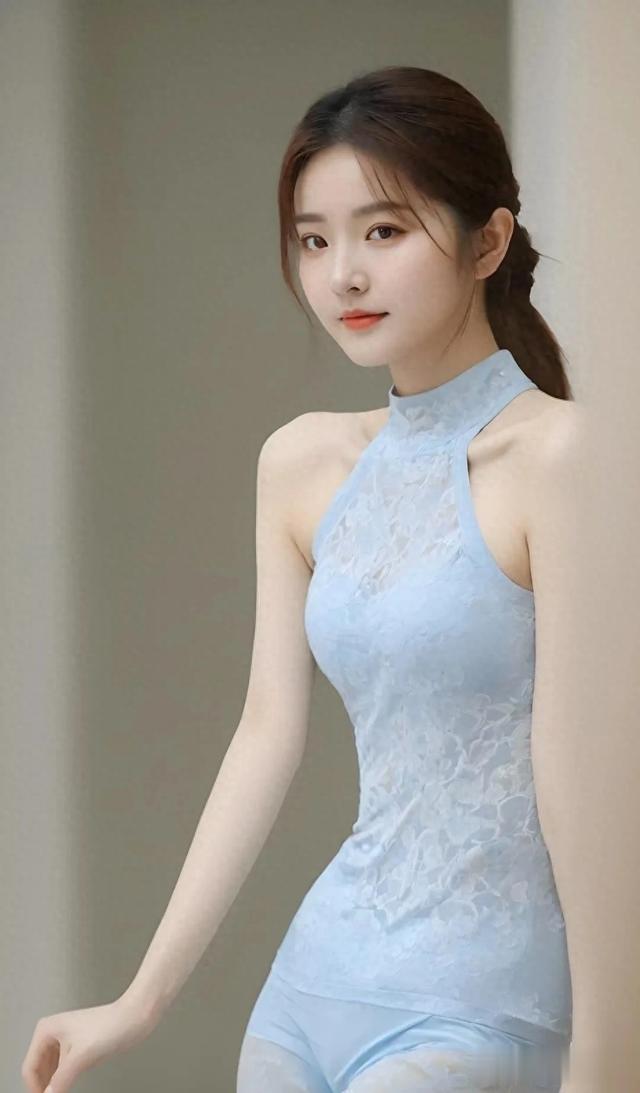 蓝色连体瑜伽裤女孩，探寻自我，舒展身心