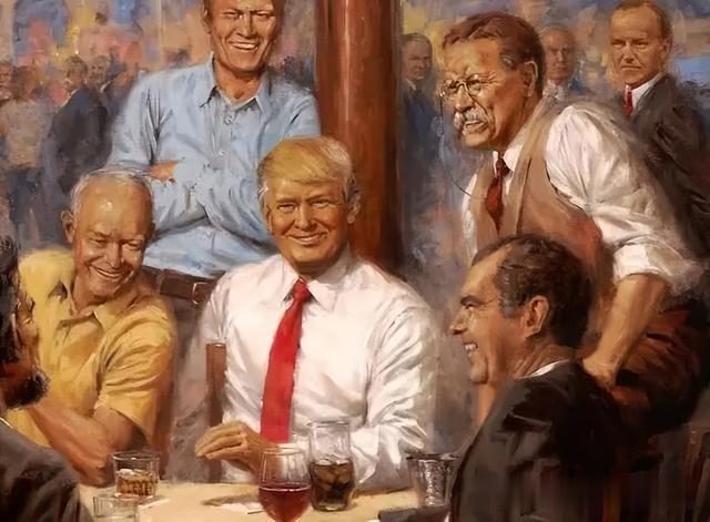 特朗普最喜欢这幅画，挂在了他办公室，网友：真敢挂！