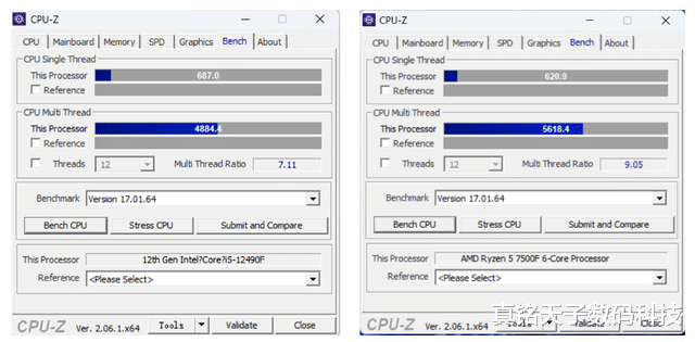 真不是不給AMD機(jī)會！在12490F面前，7500F真就是個(gè)弟弟
