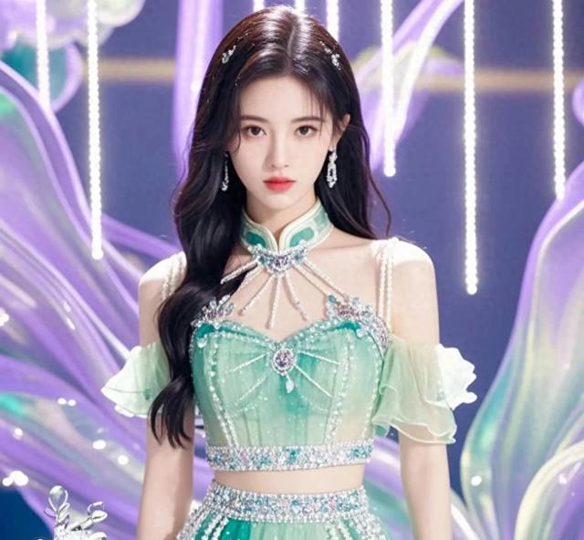 鞠婧祎身着短款绿裙,美到令人窒息。