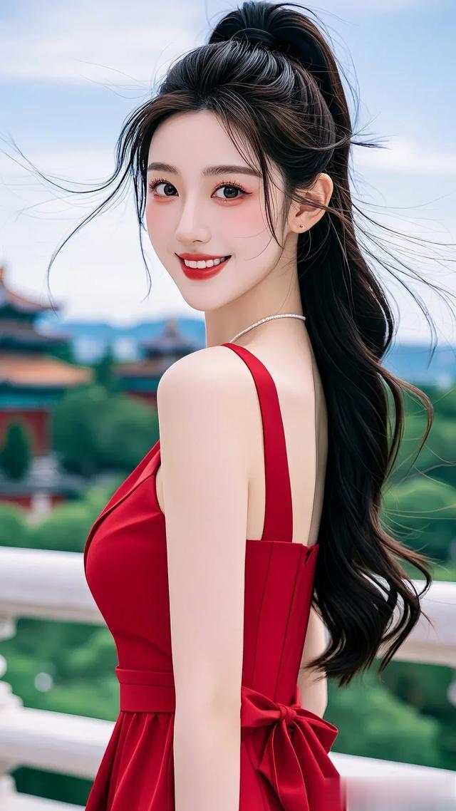 蜗皇宫：中皇山上白云悠，美女如花立上头