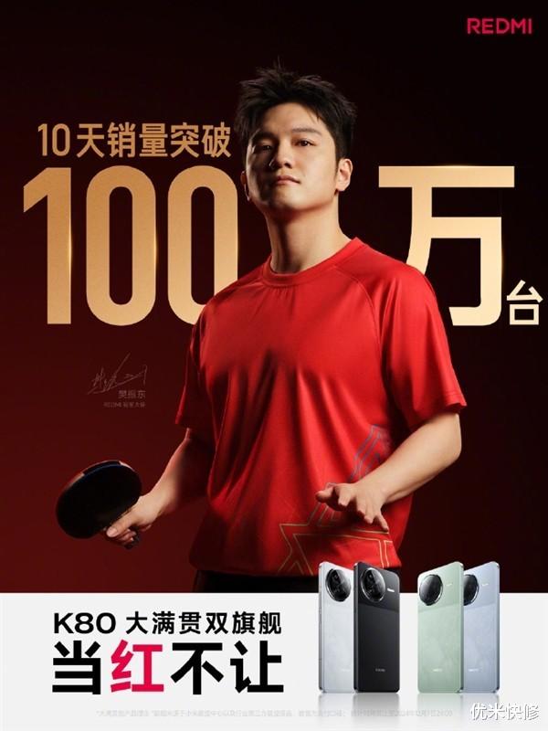 優米學修手機-REDMI K80系列10天銷量突破100萬臺！刷新K系列最快破百萬紀錄