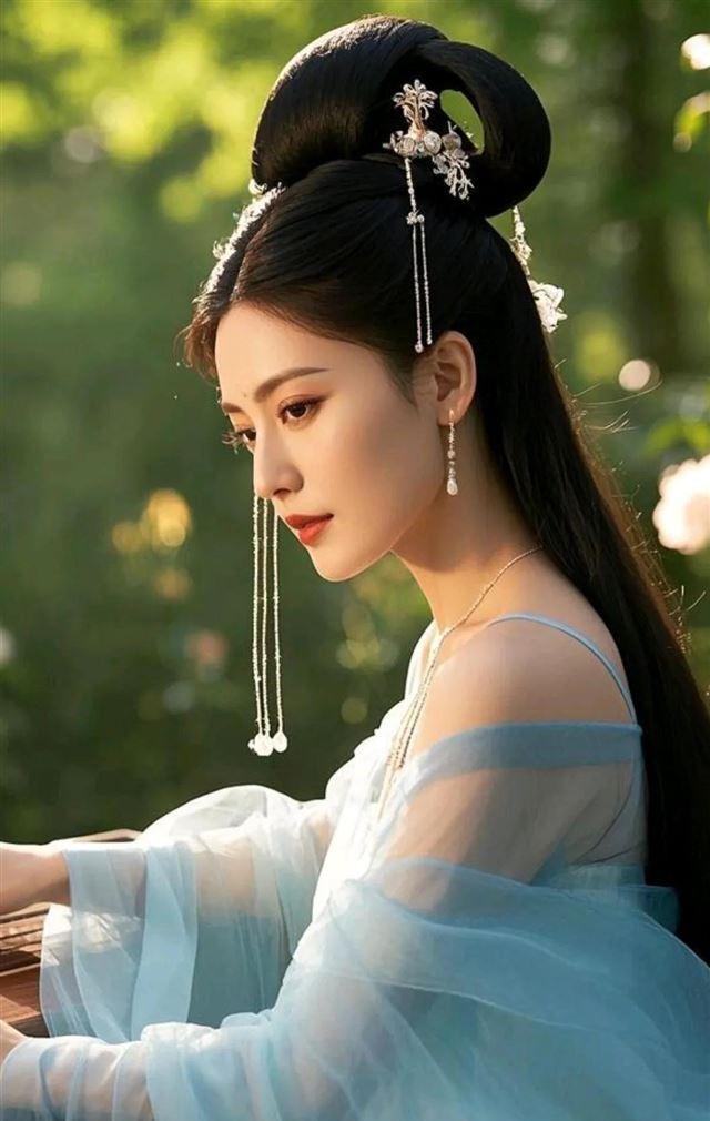 高圆圆 一身蓝色古装杨玉环惊艳亮相，引发热议，原创！