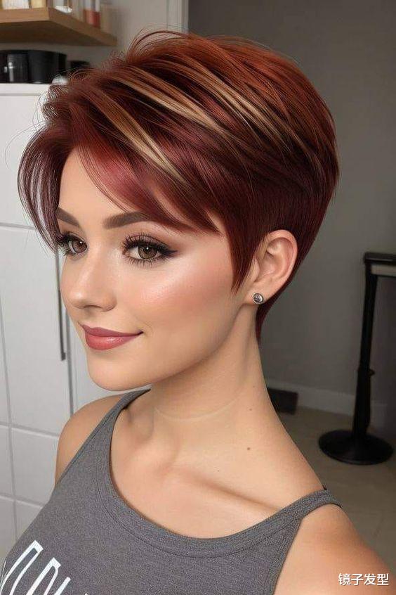 女发不论怎么剪，也要试试彩色层次短发，美得让人心动