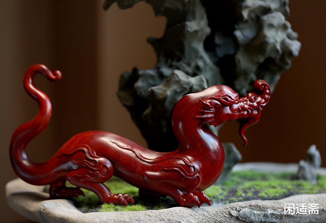 文房雅玩，小叶紫檀极品料，螭龙