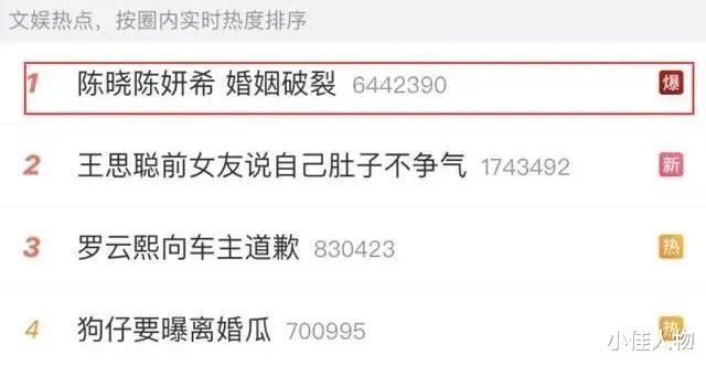 大瓜来了!曝陈晓陈妍希婚姻破裂!两人一年多未互动,男方一心想离婚