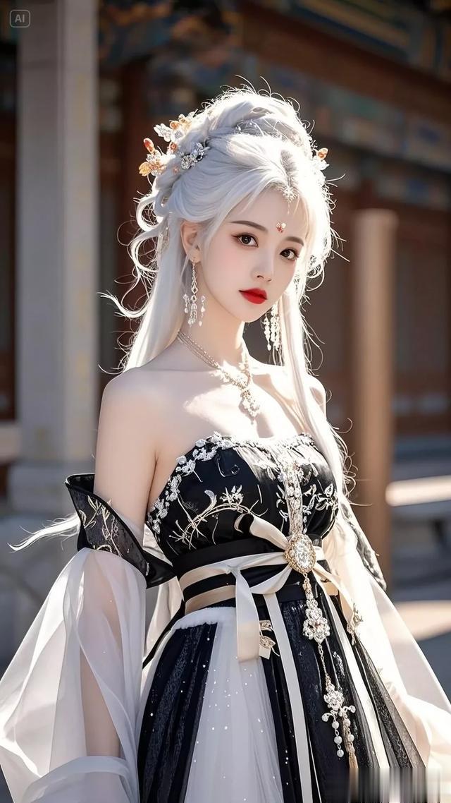 银发美女古风造型