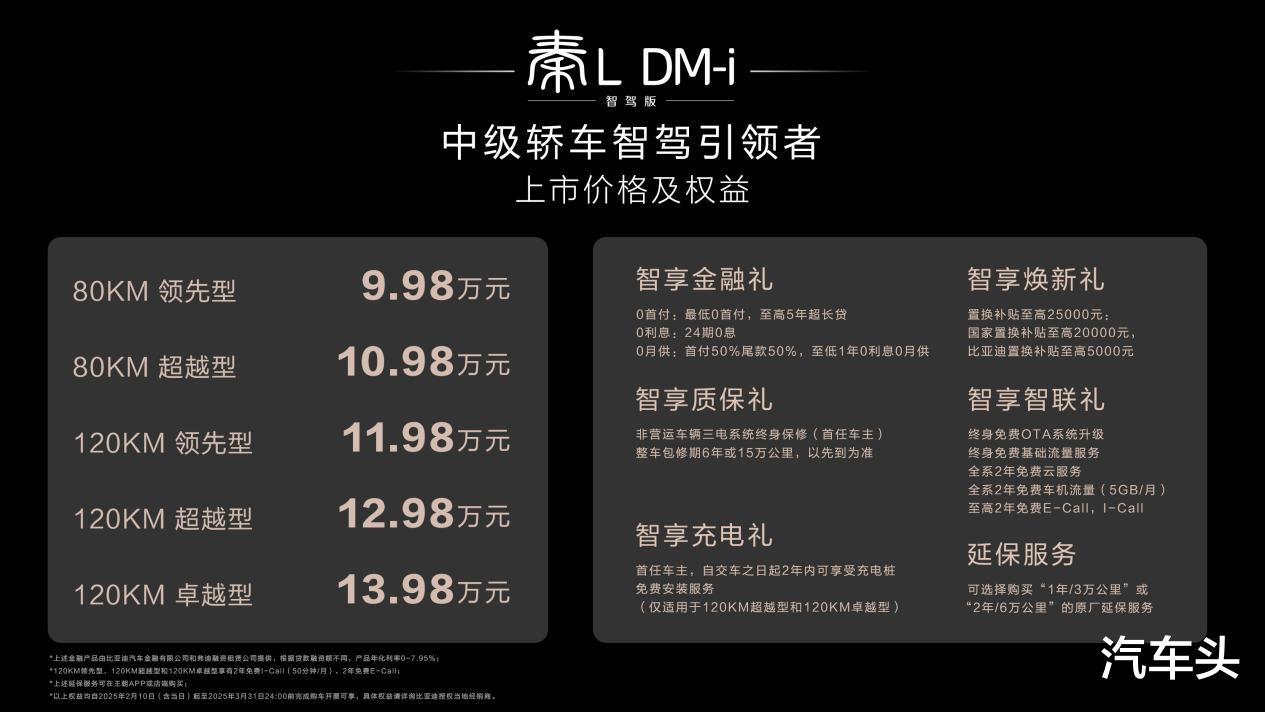 加配不加价！秦L DM-i智驾版售9.98万-13.98万元