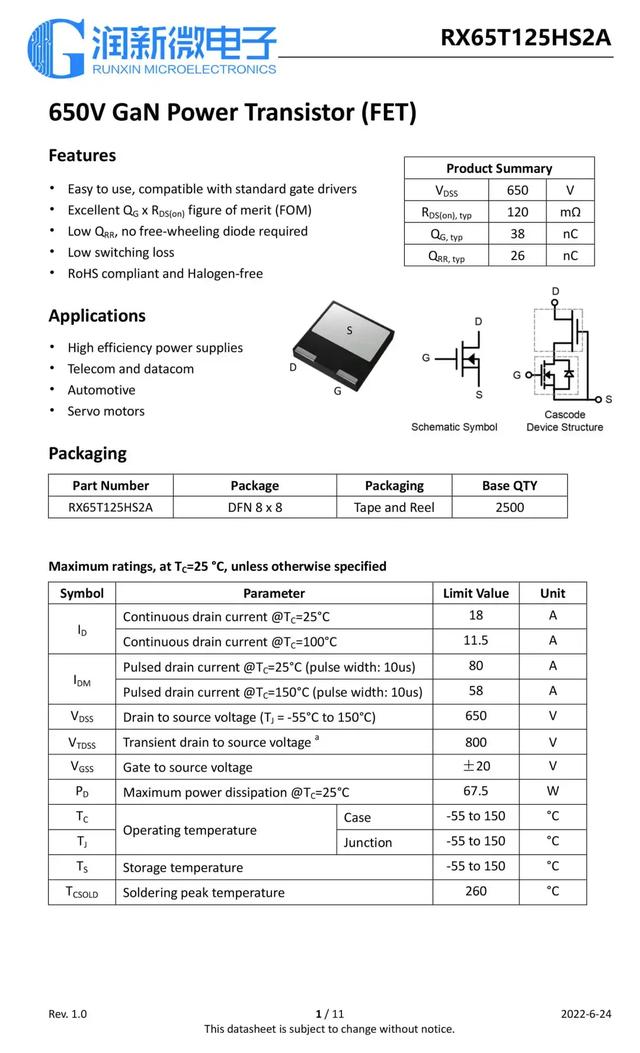 选用绿联快充在用的润新微RX65T125HS2A,轻松实现氮化镓快充设计