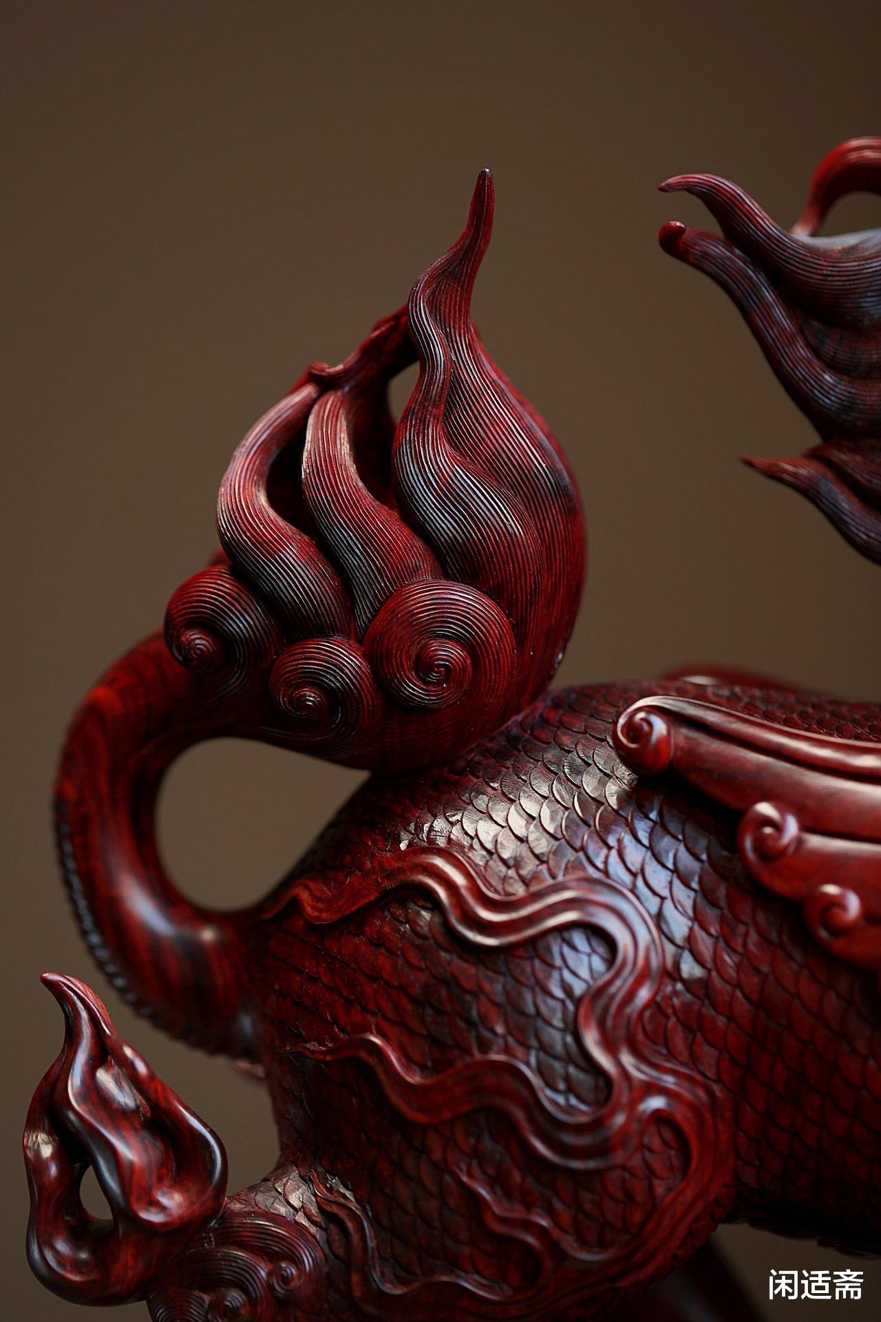 斋堂清赏，紫檀木雕精品，麒麟瑞兽