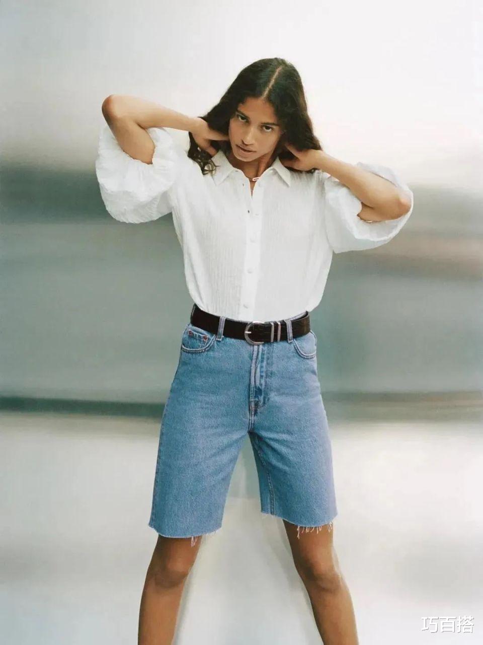 衬衫+短裤清凉又得体，初夏外穿出门，防晒又能展示完美身材