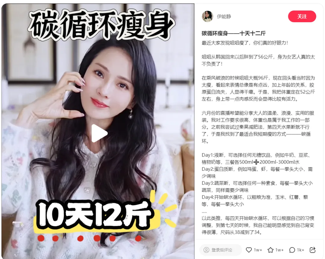 知名女星晒减肥食谱!10天瘦12斤?