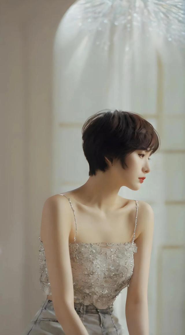 减龄短发,温柔可爱又不失优雅。