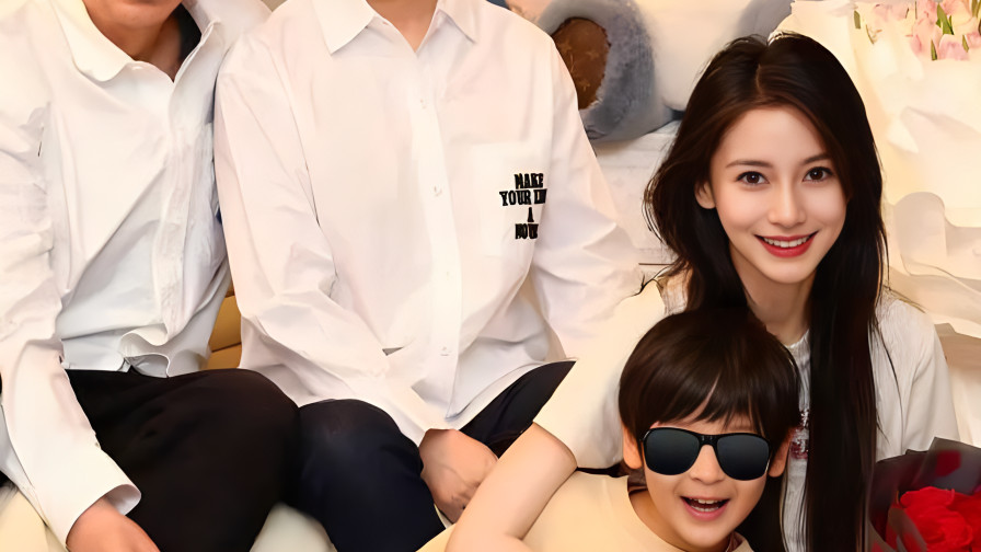 杨颖高调庆生，7岁小海绵正脸首亮相，完美继承黄晓明高颜值！