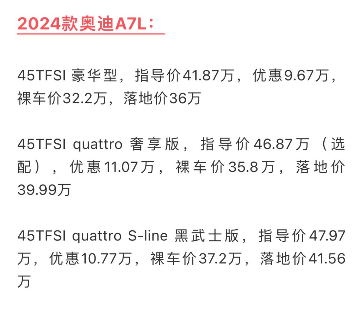 年底奥迪A7L落地参考，价格竟然比A6L便宜，买前这些优缺点要知道
