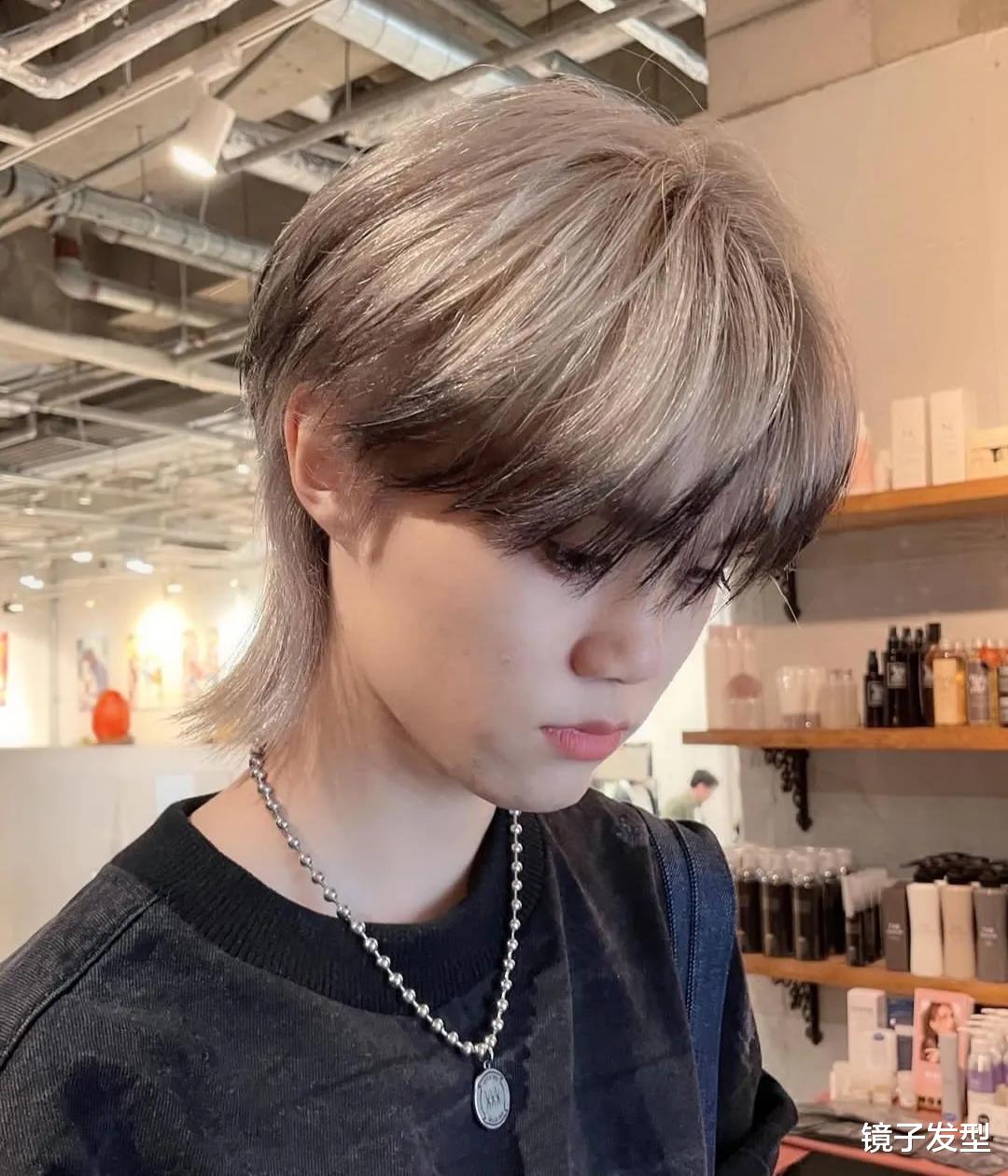 时尚新宠，18 到 30 岁男士的微中分狼尾鲻鱼头，露耳效果帅炸天