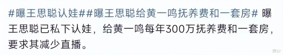 王思聪“炮轰”黄一鸣,称黄一鸣虚伪、不诚实:没有给她300万和一套房