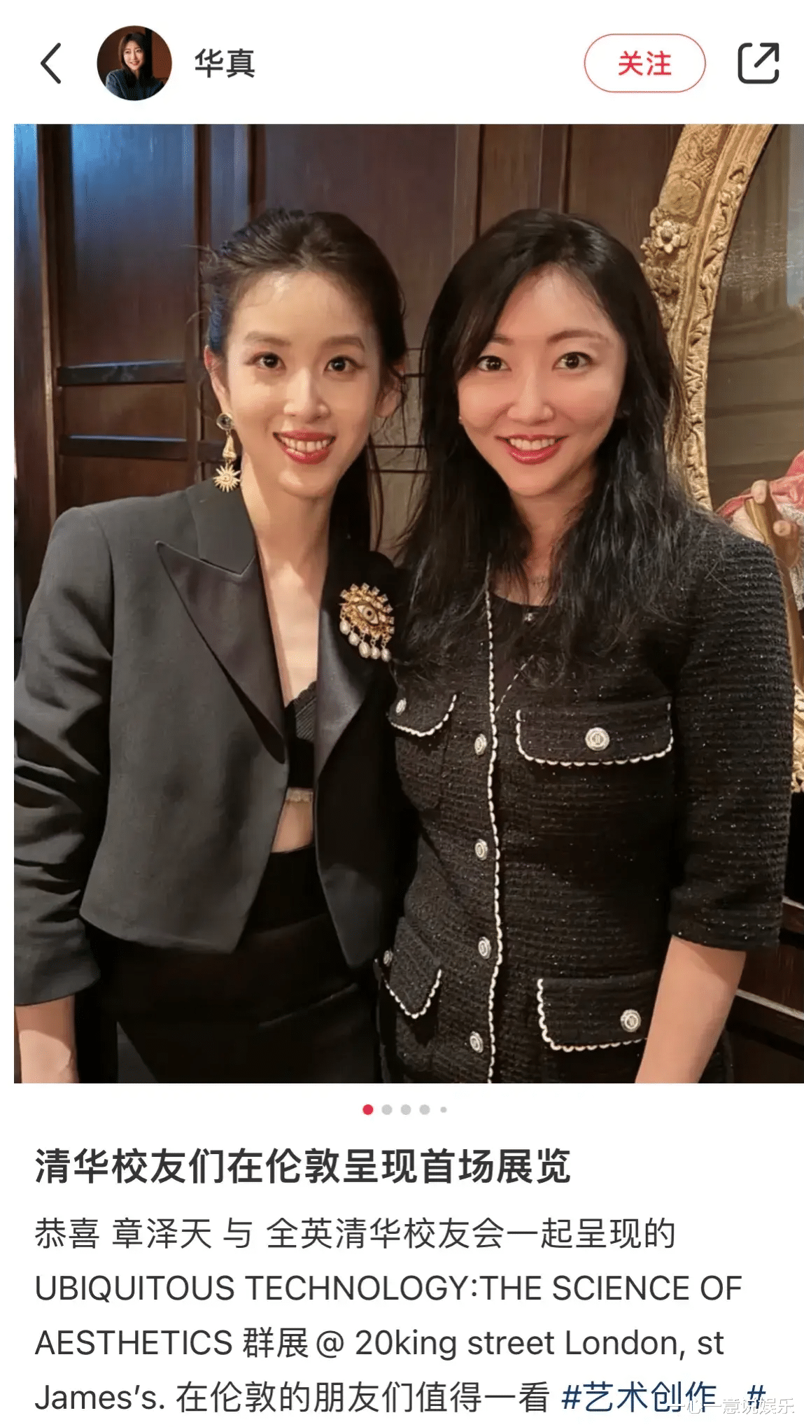 章泽天亮相清华校友会，全程讲英文交流，因为佩戴的胸针备受争议