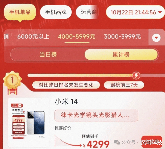 双十一预热:小米14,7天百万销量传奇,双十一重回低价!