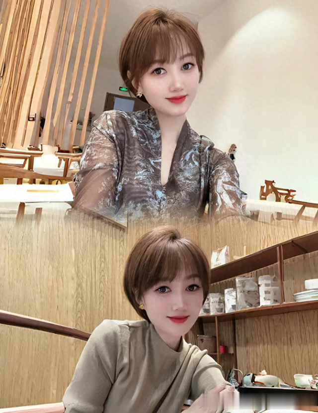 中年女性，剪层次短发，减龄魅力挡不住