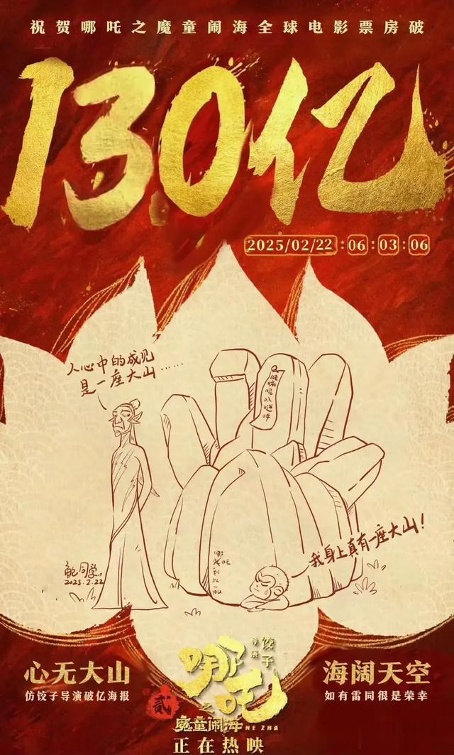 最新速递!截止2月22日下午两点,《哪吒2》全球总票房突破132亿