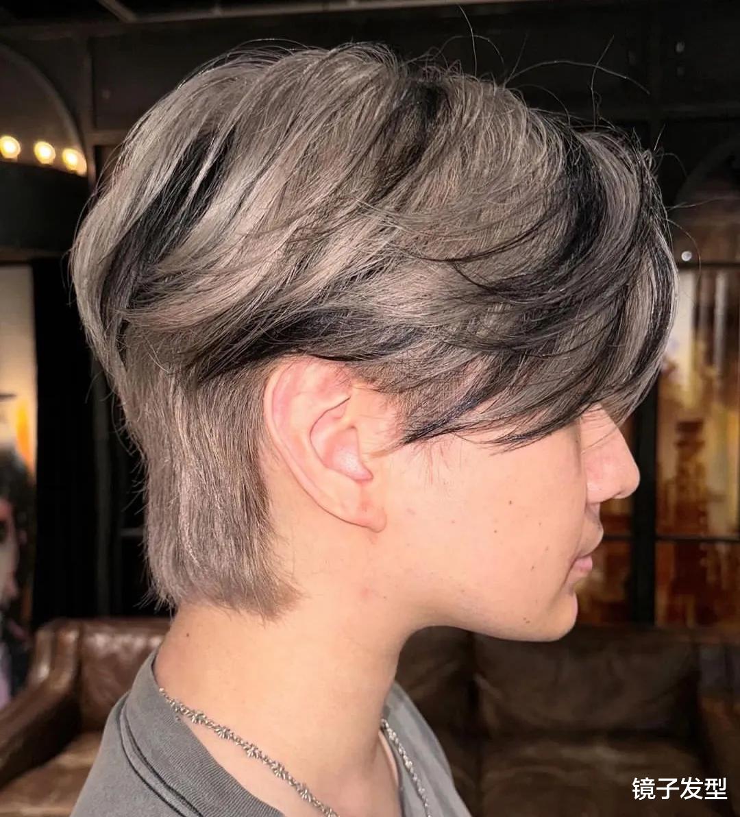 时尚新宠，18 到 30 岁男士的微中分狼尾鲻鱼头，露耳效果帅炸天