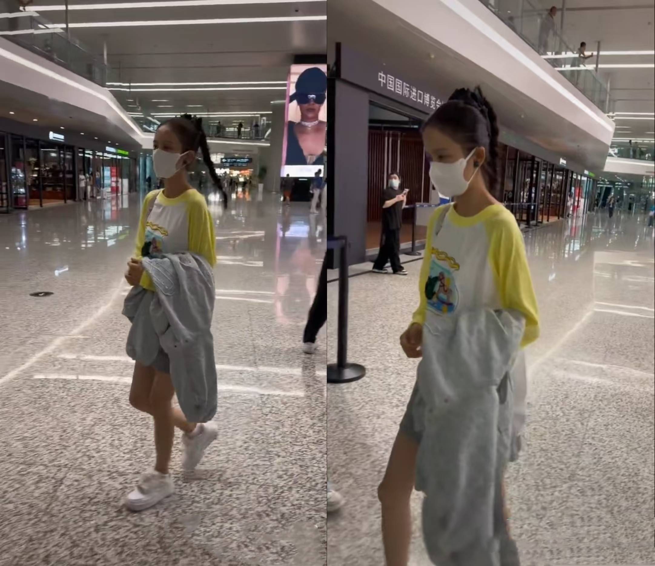 机场偶遇素颜的佟丽娅 本人又黑又瘦小 和电视上的反差有点儿大