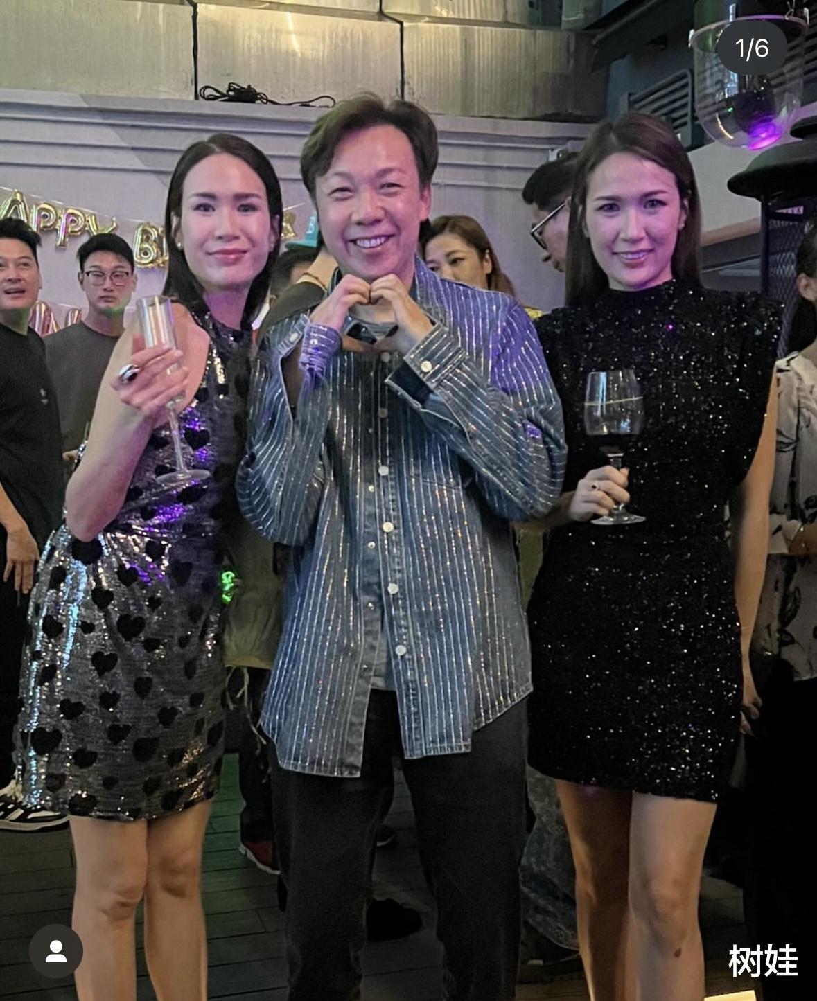 37岁港姐办生日派对，双胞胎姐姐现身庆祝，姐妹长相一样神韵不同